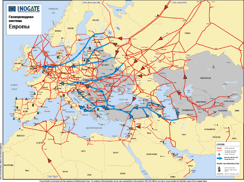 Газо- трубопроводная система Европы. Увеличить схему.